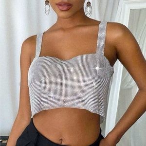 Rhinestone detailed cropped top. Small/Medium